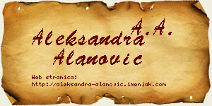 Aleksandra Alanović vizit kartica